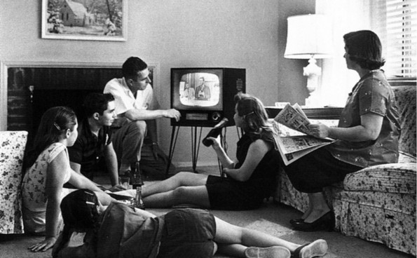 Family watching television